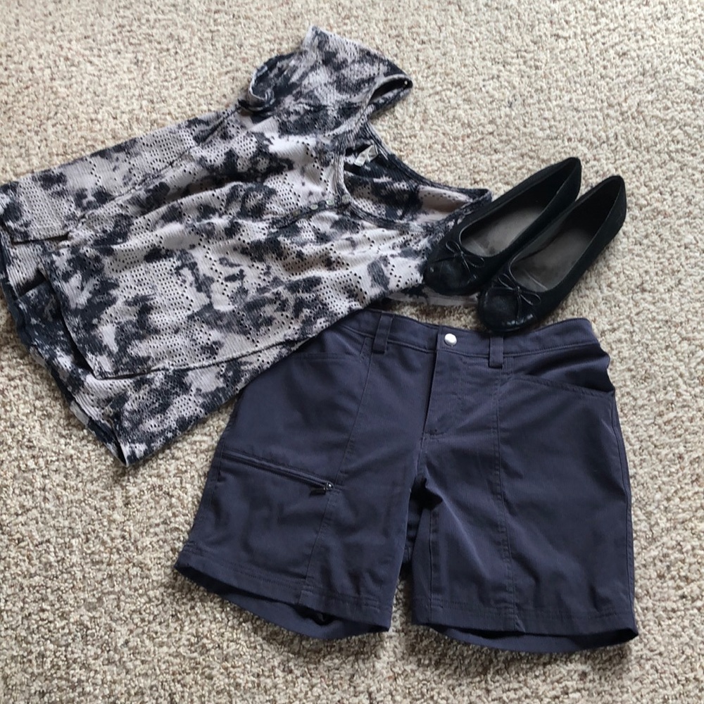 Duluth Trading Company quick dry gray shorts.